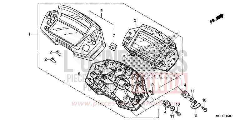 METER for VFR1200X Dual Clutch DEGITAL SILVER METALLIC (NHA30) from 2016